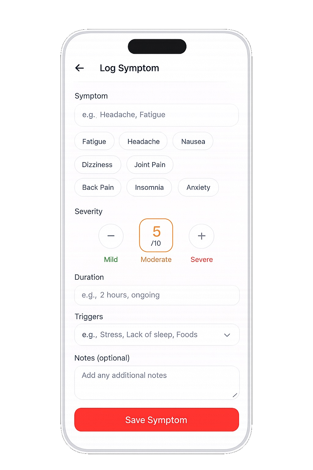 Symptom screen